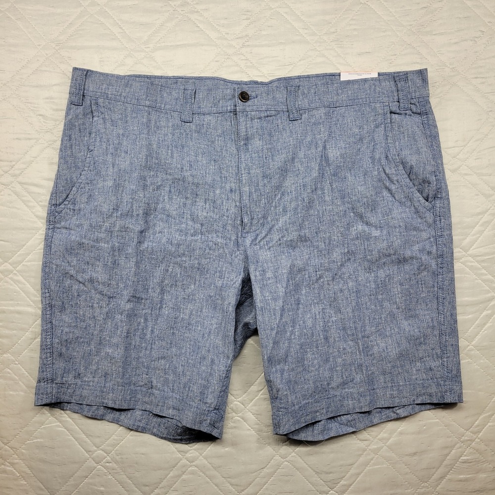 St Johns Bay linen blend blue flat‎ front shorts size 50 nwt